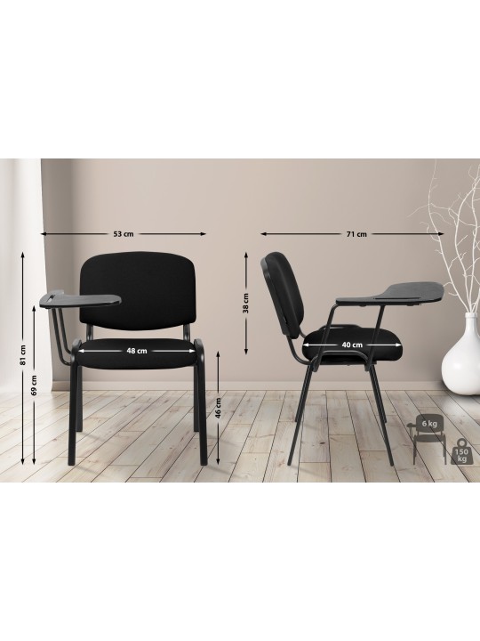 Ken XL stoel met klaptafel stof, zwart