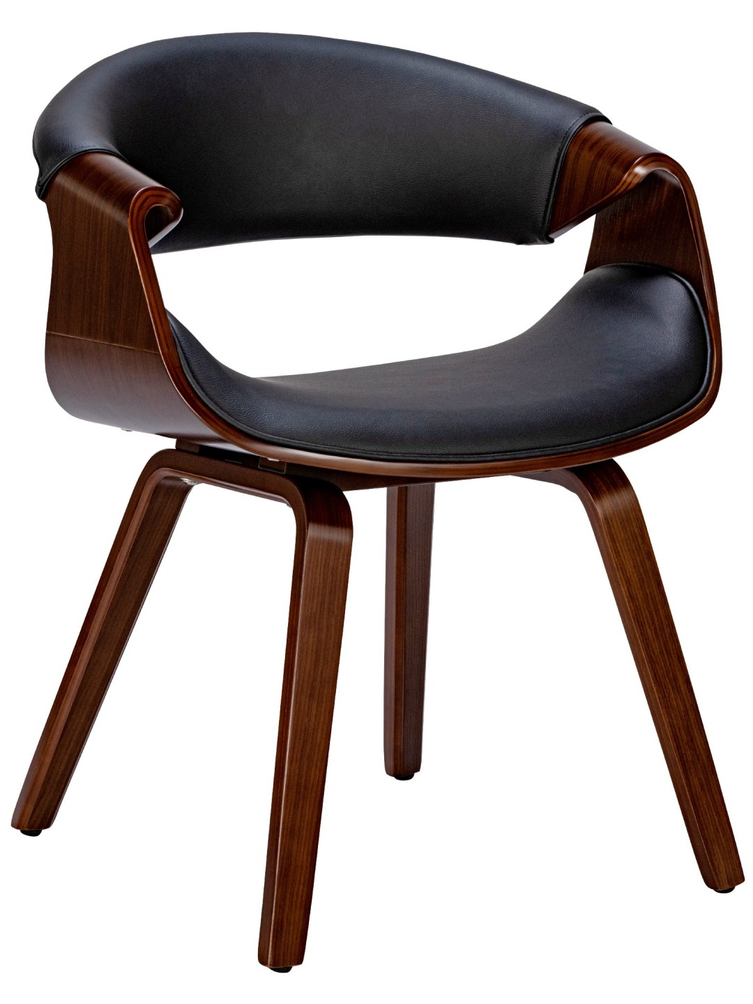 Eetkamerstoel Foley kunstleer, walnoot/zwart