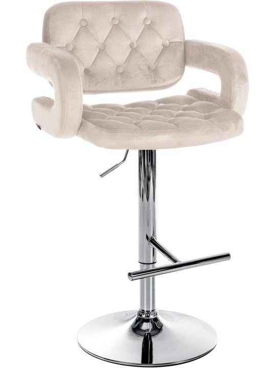 Barkruk Dublin fluweel chroom, crème Barkruk Dublin fluweel chroom, crème