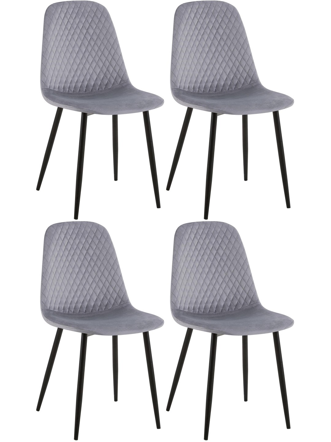 Set van 4 stoelen Giverny fluweel, grijs