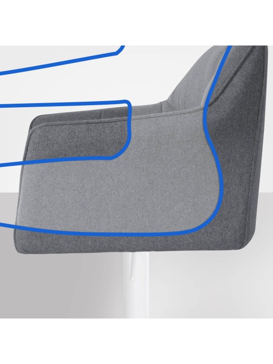 Barkruk Damaso W vilt, grijs