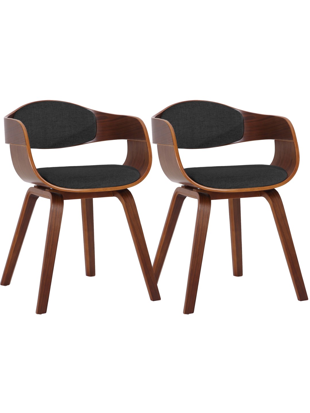 Set van 2 stoelen Kingston stof, walnoot/donkergrijs