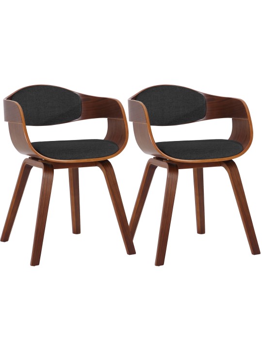 Set van 2 stoelen Kingston stof, walnoot/donkergrijs