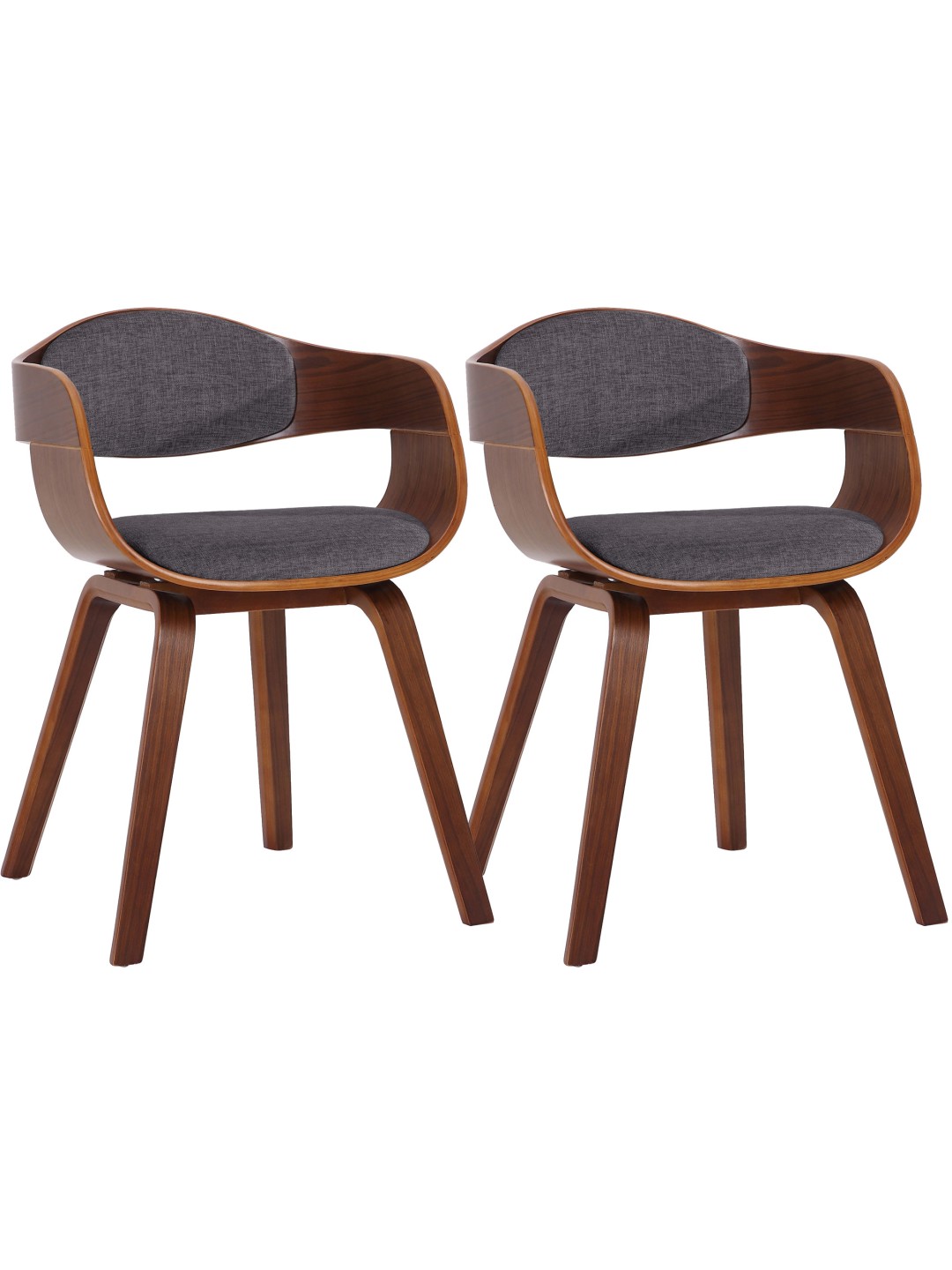 Set van 2 stoelen Kingston stof, walnoot/lichtgrijs