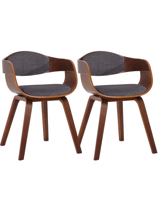 Set van 2 stoelen Kingston stof, walnoot/lichtgrijs