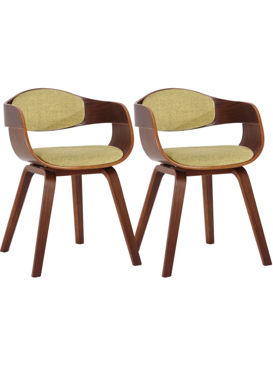 Set van 2 stoelen Kingston stof, walnoot/lichtgroen