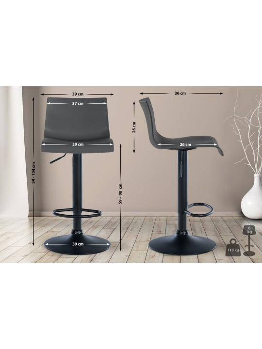 Set van 2 barkrukken Branford kunststof, grijs