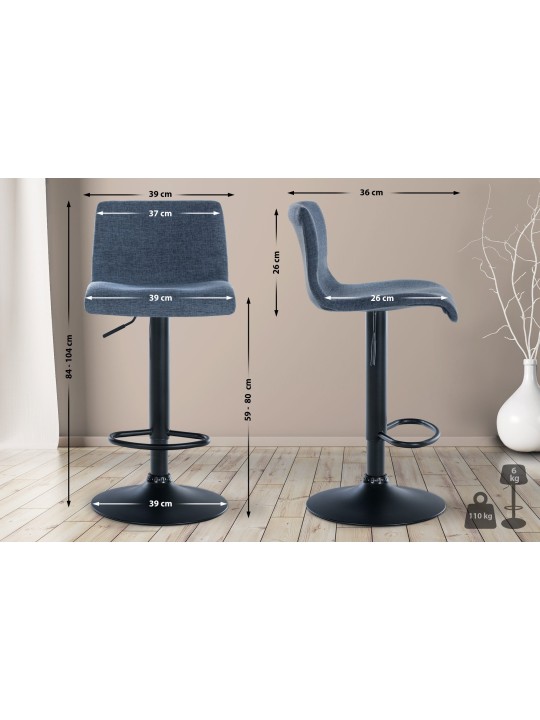 Set van 2 barkrukken Branford stof, blauw