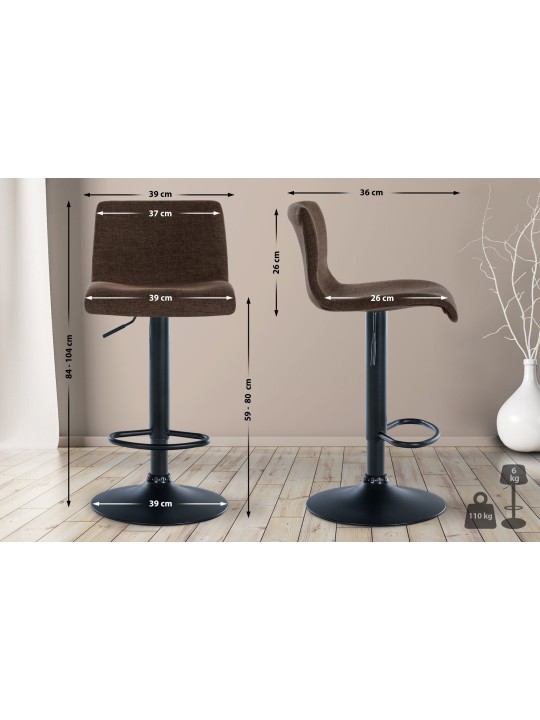 Set van 2 barkrukken Branford stof, bruin