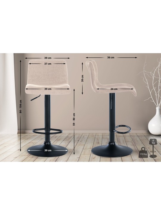 Set van 2 barkrukken Branford stof, crème