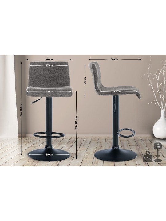 Set van 2 barkrukken Branford stof, lichtgrijs