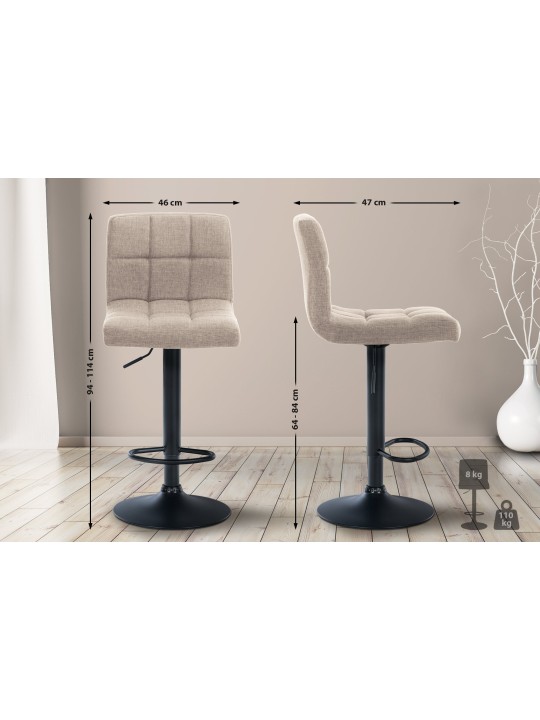 Set van 2 barkrukken Calma stof, crème