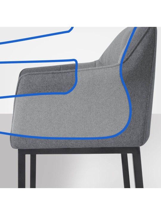 Barkruk Damaso B vilt met 4-poots frame, grijs Barkruk Damaso B vilt met 4-poots frame, grijs