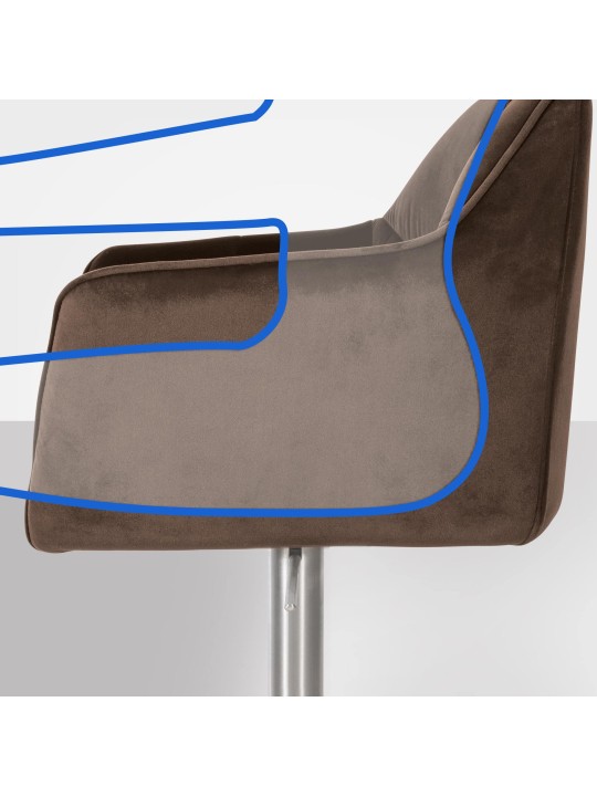 Barkruk Damaso E fluweel, bruin