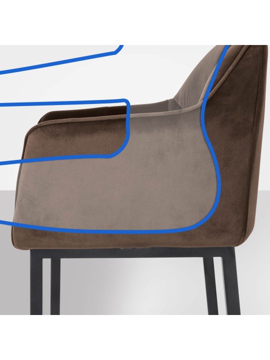 Barkruk Damaso B fluweel met 4-poots frame, bruin Barkruk Damaso B fluweel met 4-poots frame, bruin