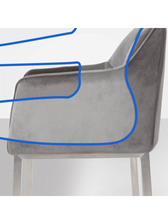 Barkruk Damaso E fluweel met 4-poots frame, grijs Barkruk Damaso E fluweel met 4-poots frame, grijs