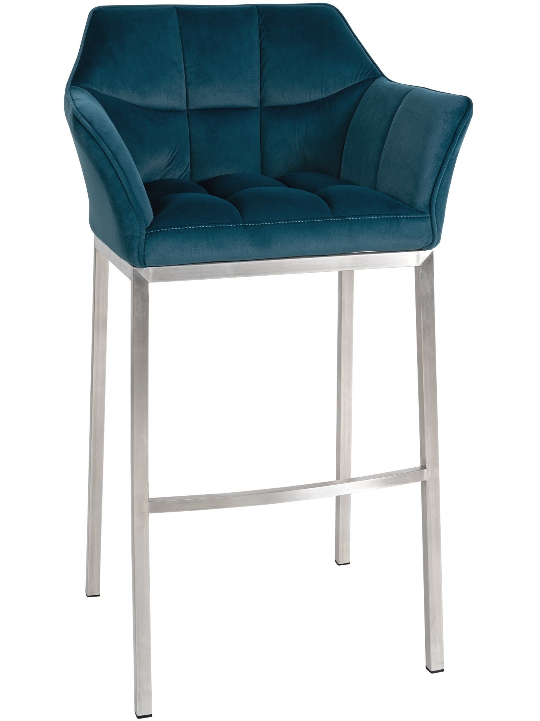 Barkruk Damaso E fluweel met 4-poots frame, groen