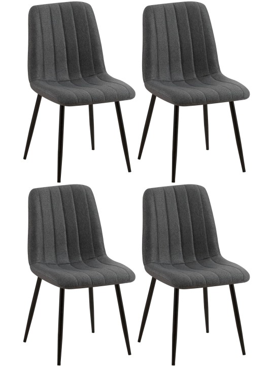 Set van 4 stoelen Dijon stof, donkergrijs