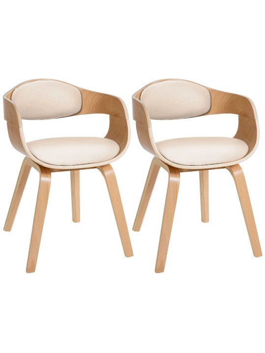 Set van 2 stoelen Kingston kunstleer, naturel/crème