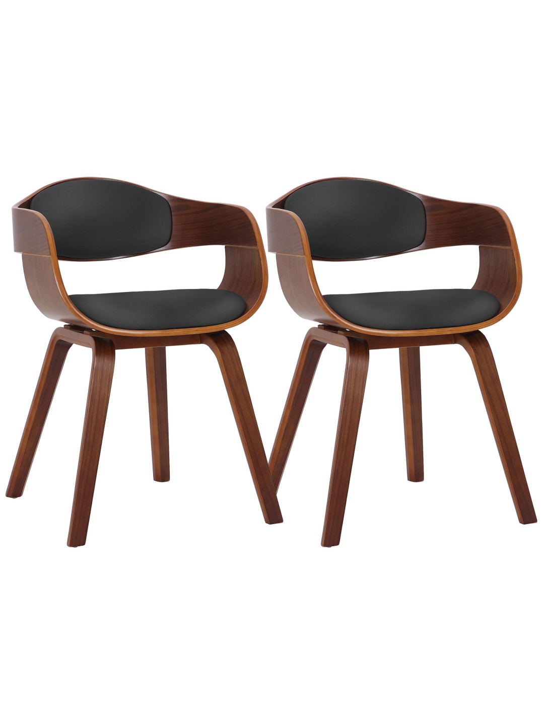 Set van 2 stoelen Kingston kunstleer, walnoot/zwart