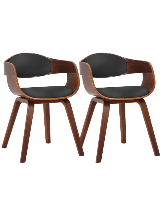 Set van 2 stoelen Kingston kunstleer, walnoot/zwart