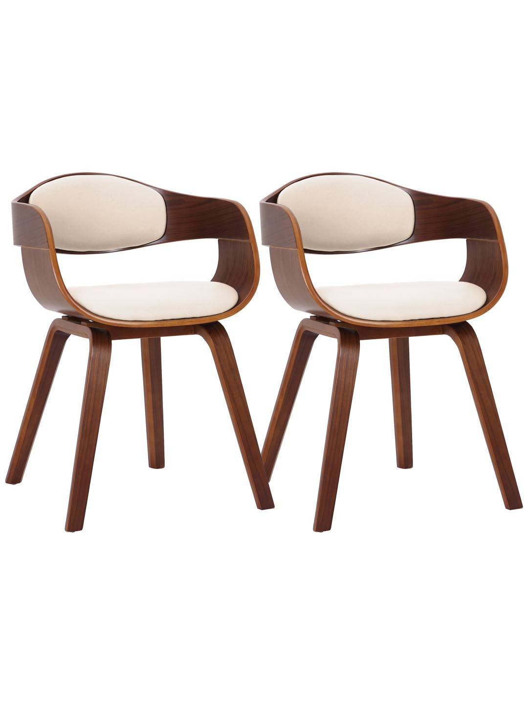 Set van 2 stoelen Kingston kunstleer, walnoot/crème