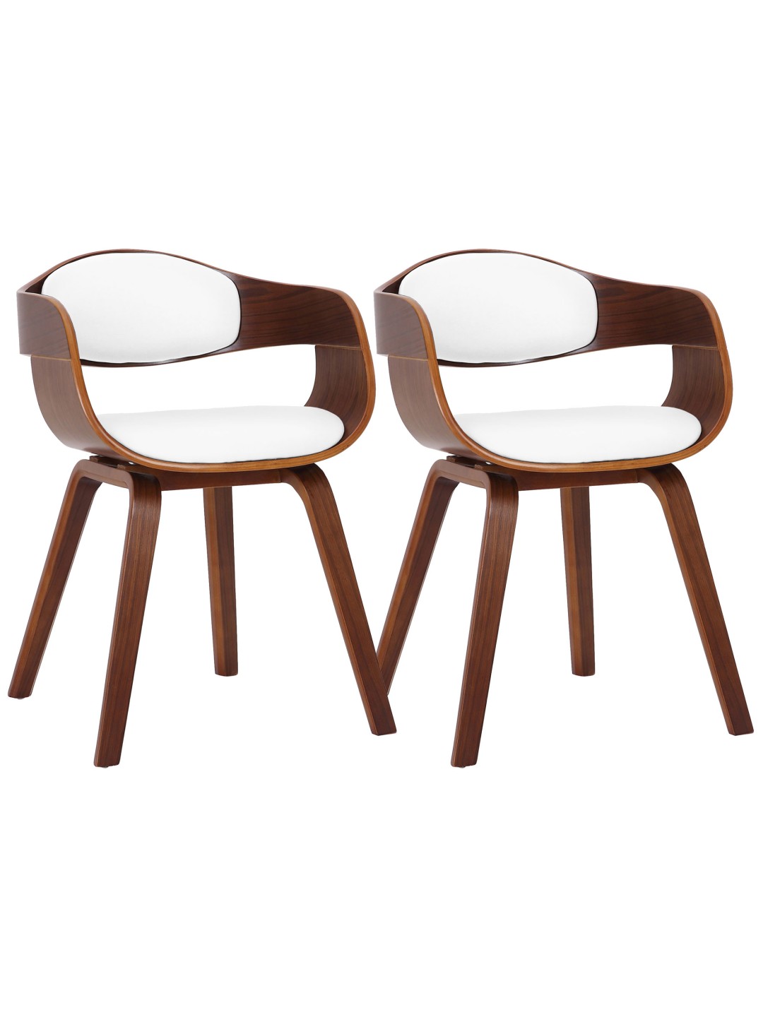 Set van 2 stoelen Kingston kunstleer, walnoot/wit