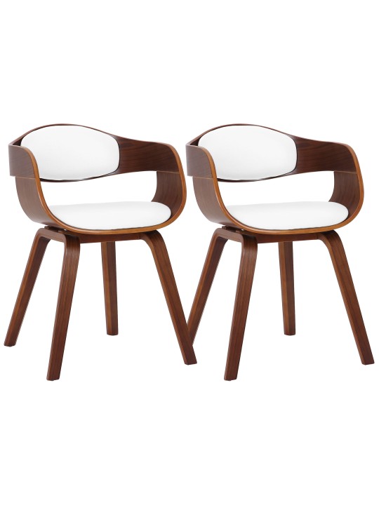 Set van 2 stoelen Kingston kunstleer, walnoot/wit
