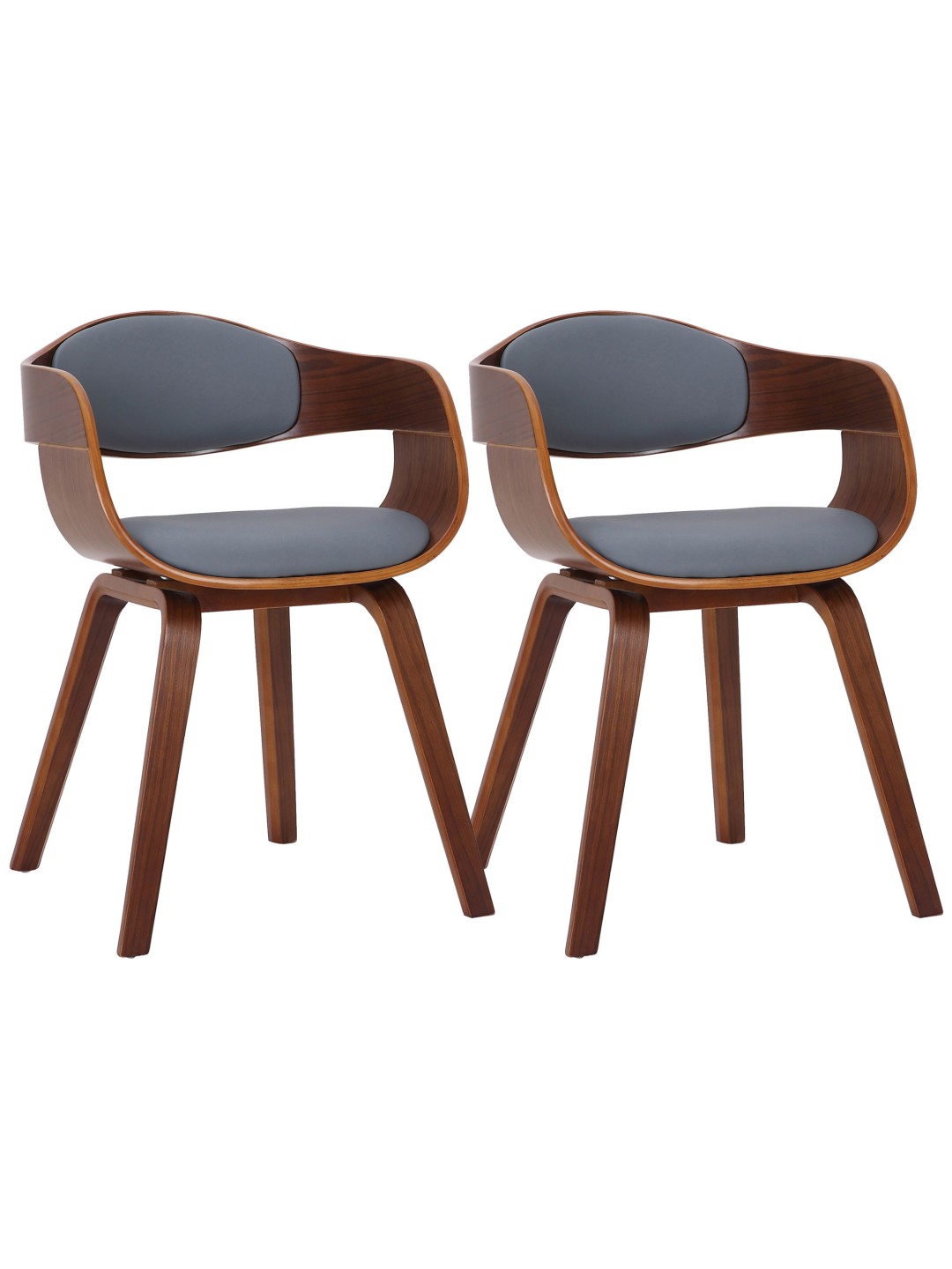 Set van 2 stoelen Kingston kunstleer, walnoot/grijs