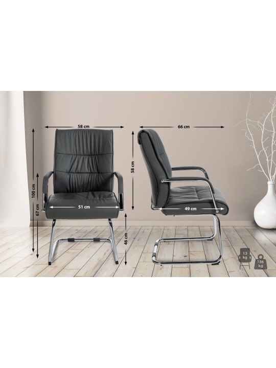 Set van 2 bezoekersstoelen Sievert, grijs