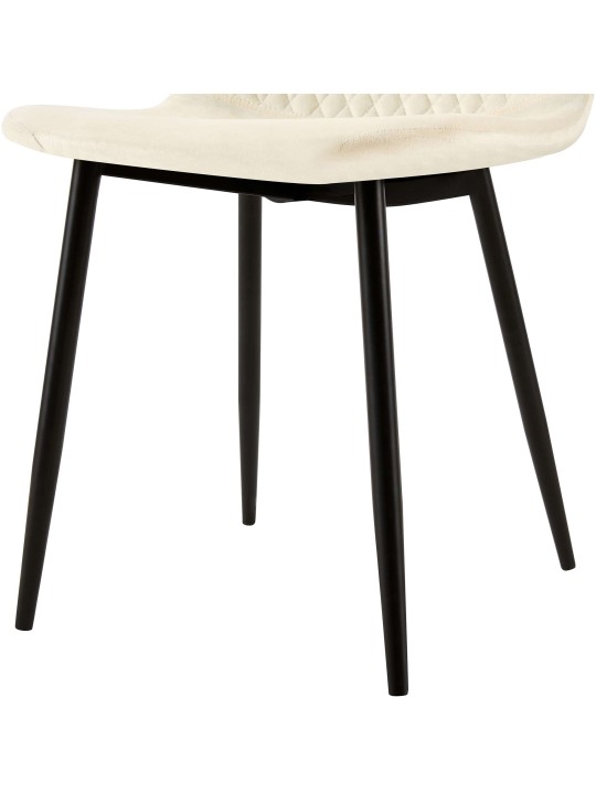 Set van 4 stoelen Giverny fluweel, crème
