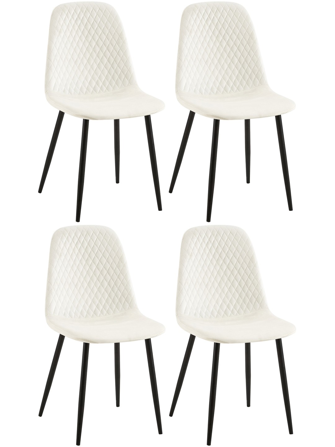 Set van 4 stoelen Giverny fluweel, crèmewit