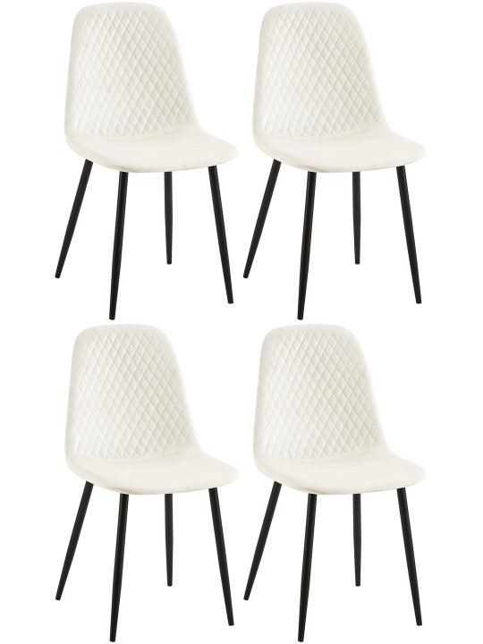 Set van 4 stoelen Giverny fluweel, crèmewit