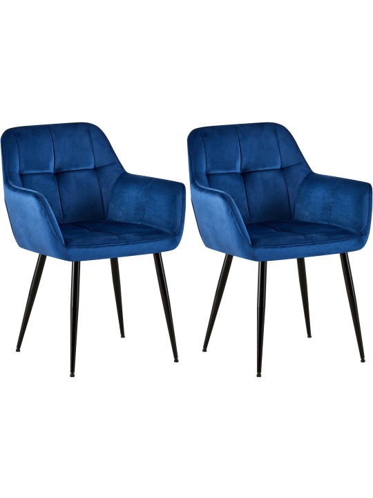 Set van 2 eetkamerstoelen Emia fluweel, blauw