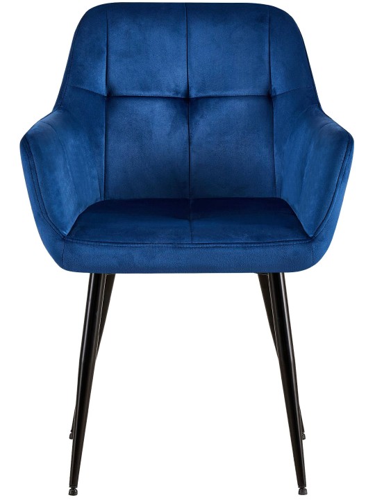 Set van 2 eetkamerstoelen Emia fluweel, blauw