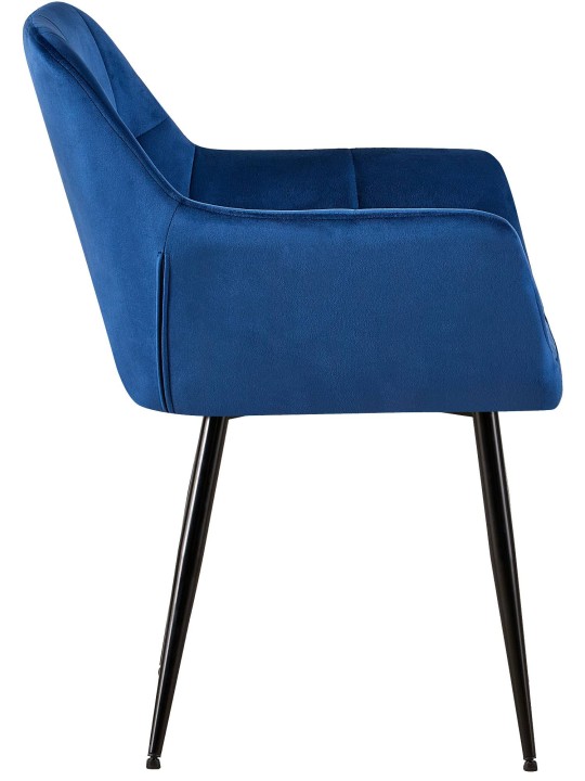 Set van 2 eetkamerstoelen Emia fluweel, blauw