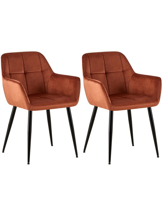 Set van 2 eetkamerstoelen Emia fluweel, bruin