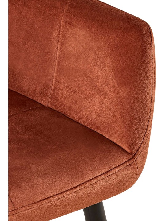 Set van 2 eetkamerstoelen Emia fluweel, bruin