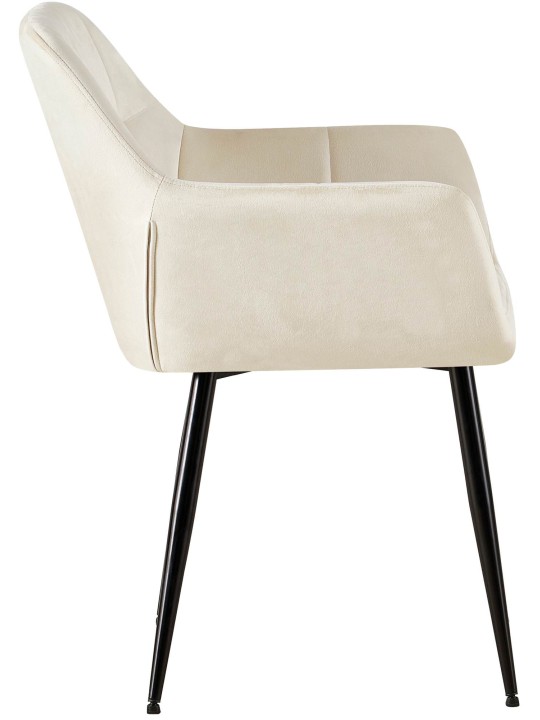 Set van 2 eetkamerstoelen Emia fluweel, crème