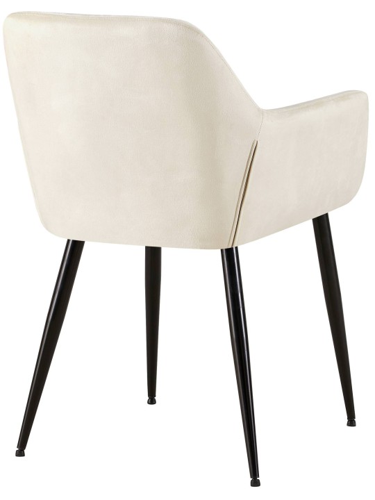 Set van 2 eetkamerstoelen Emia fluweel, crème