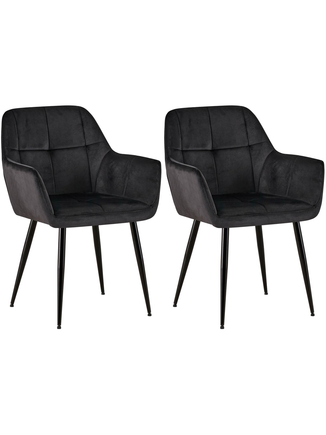 Set van 2 eetkamerstoelen Emia fluweel, zwart