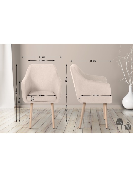 Bezoekersstoel Utrecht stof naturel, beige