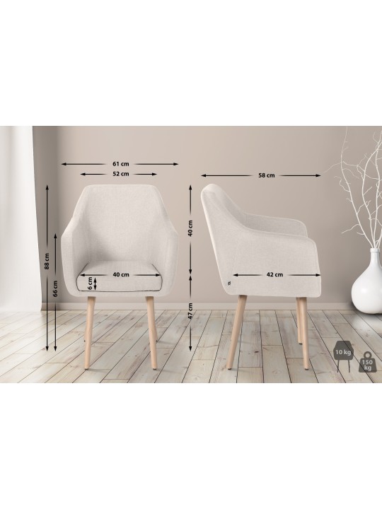 Bezoekersstoel Utrecht stof naturel, crème