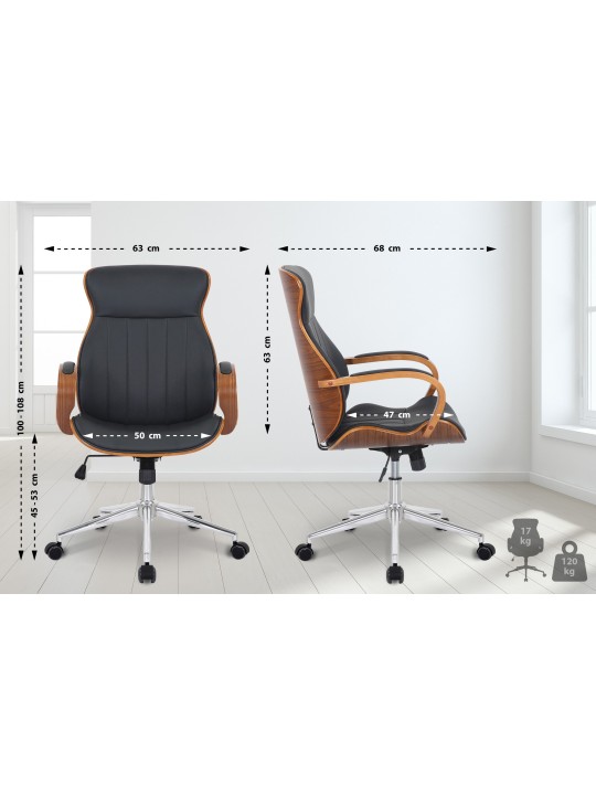 Bureaustoel Melilla kunstleer, walnoot/zwart