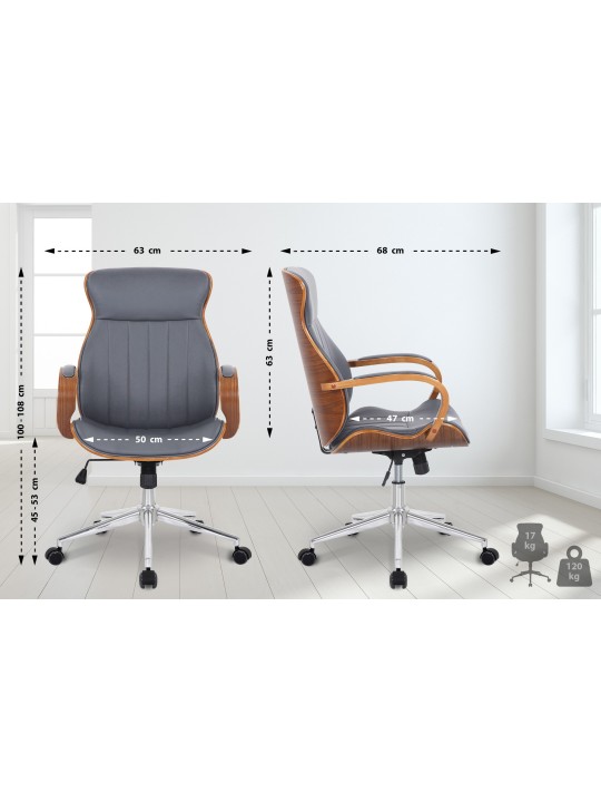Bureaustoel Melilla kunstleer, walnoot/grijs