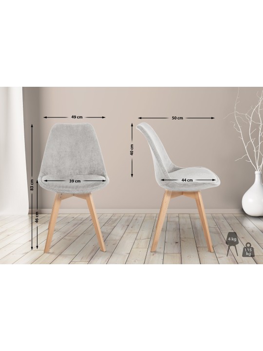 Set van 4 stoelen Linares Cord, beige