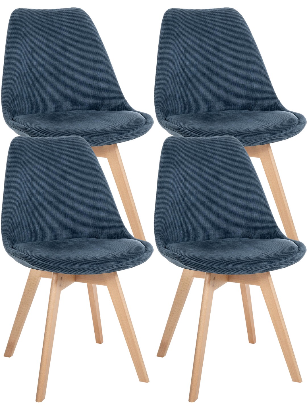 Set van 4 stoelen Linares Cord, donkerblauw