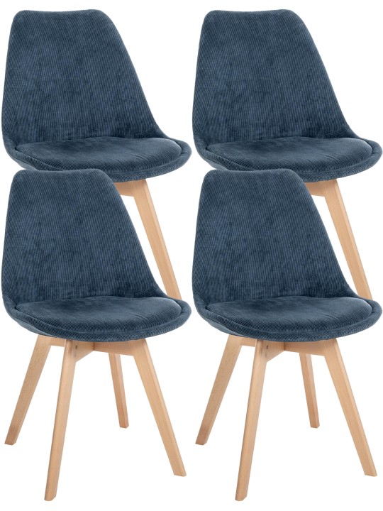 Set van 4 stoelen Linares Cord, donkerblauw