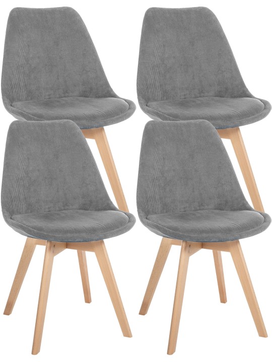 Set van 4 stoelen Linares Cord, grijs
