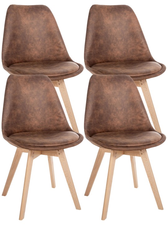 Set van 4 stoelen Linares Vintage, bruin